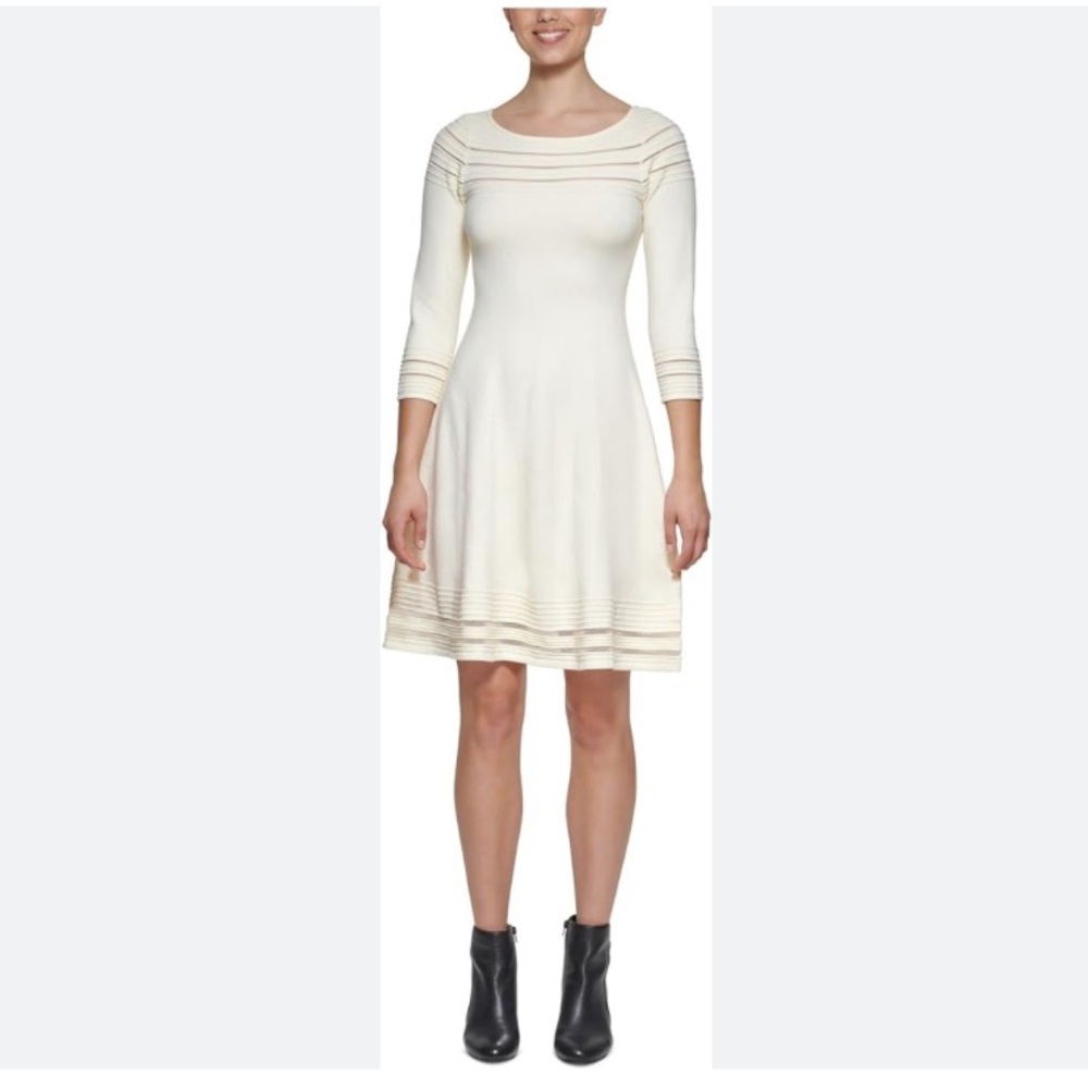 Jessica Howard 3/4 sleeve ivory sweater dress size L